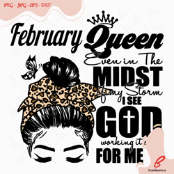 february queen leopard headband girl birthday svg,