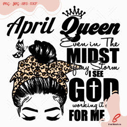 april queen leopard headband girl birthday svg, bir