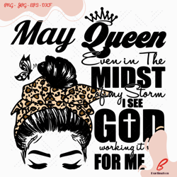 may queen leopard headband girl birthday svg, birth