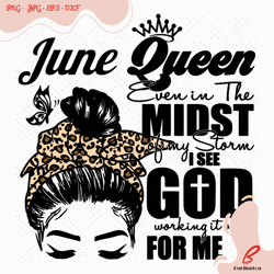 june queen leopard headband girl birthday svg, birt