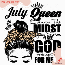 july queen leopard headband girl birthday svg, birt