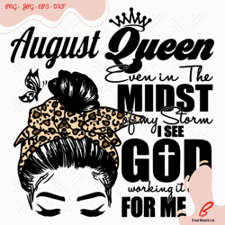 august queen leopard headband girl birthday svg, bi