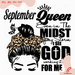 september queen leopard headband girl birthday svg,