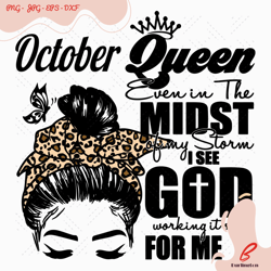 october queen leopard headband girl birthday svg, b