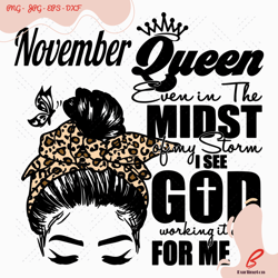 november queen leopard headband girl birthday svg,