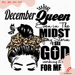 december queen leopard headband girl birthday svg,