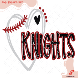 knights baseball softball heart svg, sport svg, kn