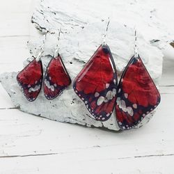 red dangle earrings butterfly lover gift idea romantic earrings for women cute bridal accessory unique sexy jewelry