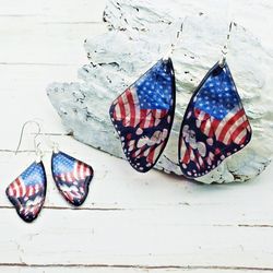 american flag earrings us patriotic jewelry i love usa independence day holiday accessory unusual butterfly wings