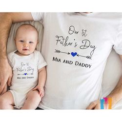 personalized father's day t-shirt, our first father's day, first fathers day gift from baby, fathers day, best dad shirt