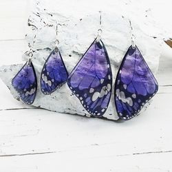 violet resin earrings butterfly wings cute lavender purple bridesmaid wedding accessories fairy lilac dragonfly earrings