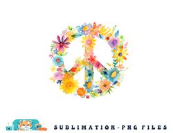 peace sign world love flowers hippie groovy vibes colorful png, digital download copy
