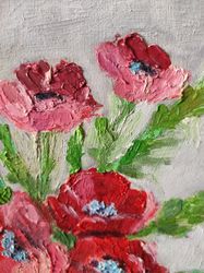 poppies oil painting on canvas 7.8*9.8 inches