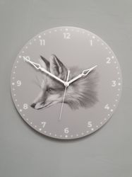 fox clock for wall decor, fox themed gifts