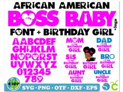 african american boss baby girl bundle | boss baby girl font & boss baby birthday girl svg png & boss baby girl svg png