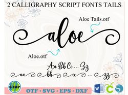 aloe font with tails otf svg | beautiful fonts, handwritten font, romantic fonts, script fonts, wedding font cricut word