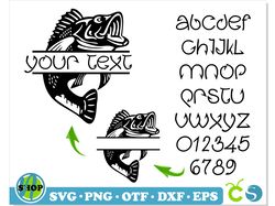 fish hook font & bass fish monogram | bass fish svg, fish hook fishing font svg, split bass fishing monogram svg