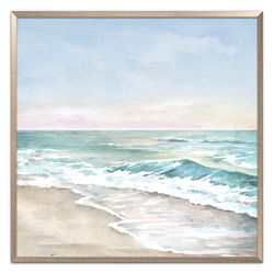 beach art print coastal landscape watercolor painting neutral seascape wall art ocean coast aqua blue green wall decor