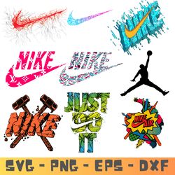 nike logo bundle svg, nike logo svg, nike swoosh logo, fashion brand svg.