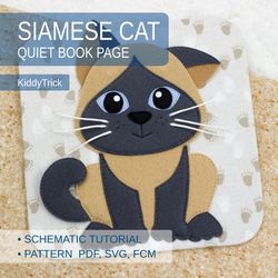 felt sewing pattern siamese cat, quiet book pattern