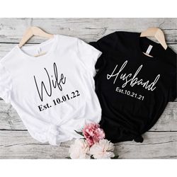 wifey hubby shirts, husband and wife shirts, husband and wife tees, husband tee, wife tee, honeymoon tees, just married