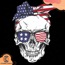 patriotic skull american flag bandana svg fo