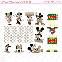 gucci logo bundle svg, gucci minnie svg, gucci mickey svg, gucci seamless svg