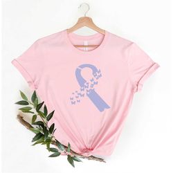 butterfly periwinkle ribbon shirt, stomach cancer shirt,esophageal cancer shirt,cancer support shirt, gastric cancer shi