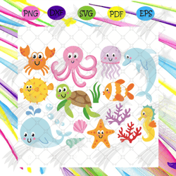 under the sea svg, trending svg, sea animals svg, ocean svg, under the sea art, ocean animals svg, ocean theme svg, unde