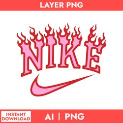 nike logo valentine pink fire png, nike png, valentine day png, valentine pink fire png, ai digital file