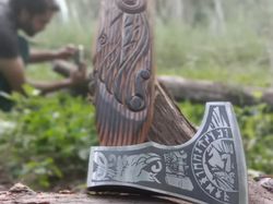 new hand made viking style bearded revan axe, gift axe, battle axe,