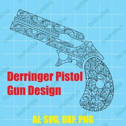 Derringer Pistol Gun Design Custom, Digital, Ai, Vector, DXF, SVG, PNG