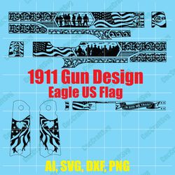 1911 gun design eagle us flag custom, digital, ai, vector, dxf, svg, png