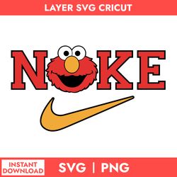 red monster nike svg, nike elmo svg, nike logo svg, nike sesame street svg, png digital file