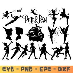 peter pan bundle svg - peter pan svg - eps - png - dxf - peter pan silhouette designs - instant download.