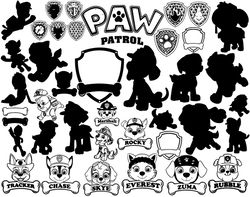 paw patrol svg, paw patrol dog svg paw patrol silhouette dxf png