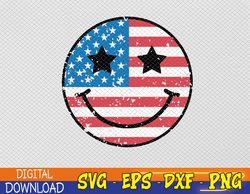 American Flag Smiley svg, 4th of July svg, Retro Smiley svg, Patriotic svg, American Smiley, USA Flag Svg, Eps, Png, Dxf