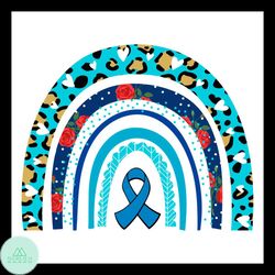 child abuse awareness rainbow ribbon blue leopard svg, national child abuse prevention month svg