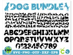 dog bundle svg | dog font otf, dog font svg cricut, dog svg, dog silhouette svg, dog font svg, dog letters svg