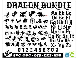 dragon svg bundle | dragon font otf, dragon svg cricut, dragon font svg, dragon letters svg, dragon silhouette svg