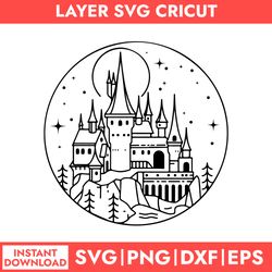 hogwarts svg, hogwarts castle svg, magic wizard svg, harry potter svg, png dxf eps digital file