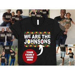 personalized black family shirt, custom african american family matching shirts, black family photos shirts, black owned