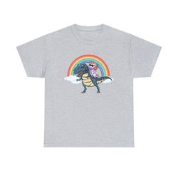 unicorn riding dinosaur shirt -graphic tees,