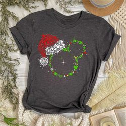 christmas mickey santa hat t-shirt, disney christmas shirt, disney world shirt, christmas party tee, mickey ears,minnie