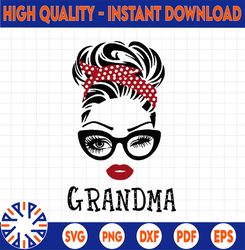 Grandma Svg, Grandma Birthday Svg, Grandma Gift Design, Grandma Face Glasses Svg Png, Grandma Christmas Png, Digital