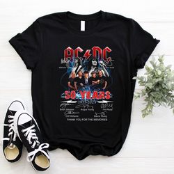 acdc band signature 50 years shirt, rock band music