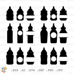 baby bottle monogram svg, baby bottle cricut, baby bottle silhouette, baby bottle stencil dxf, bottle monogram cricut