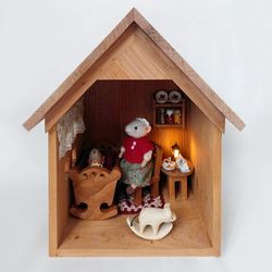 wooden mouse house toys