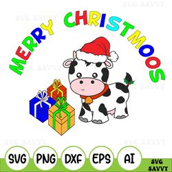 merry christmoos svg, cute cow christmas svg, christmas gift, christmas lighsvg, gift for christmas, christmas svg