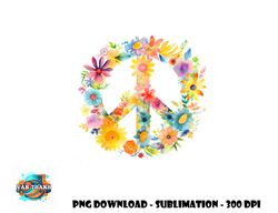 peace sign world love flowers hippie groovy vibes colorful png, digital download copy